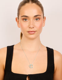 Shop this silver plated small double organic pendant necklace with dainty style on model view - link has visual effect only