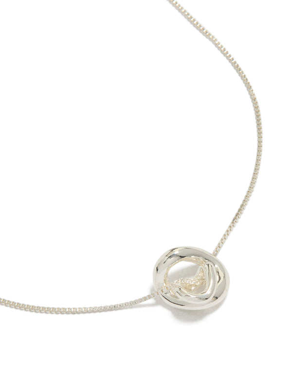Discover this silver plated small double organic pendant necklace featuring dainty style close up view