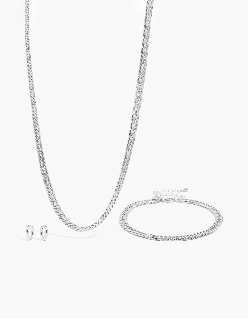 Mens Waterproof Stainless Steel Earrings, Bracelet & Necklace Set