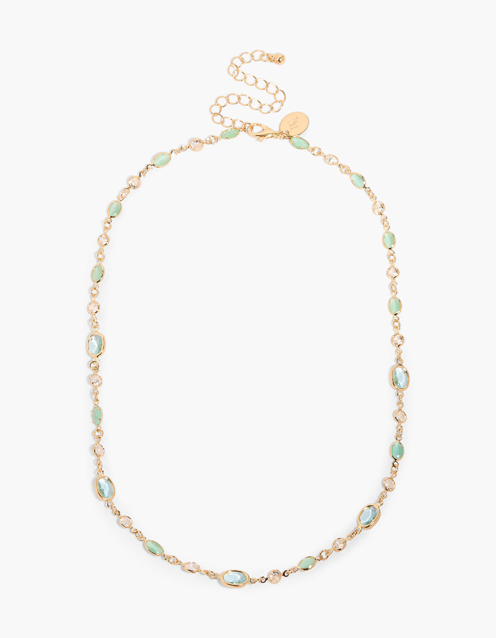 Gold Plated Green Cubic Zirconia Ovals Necklace