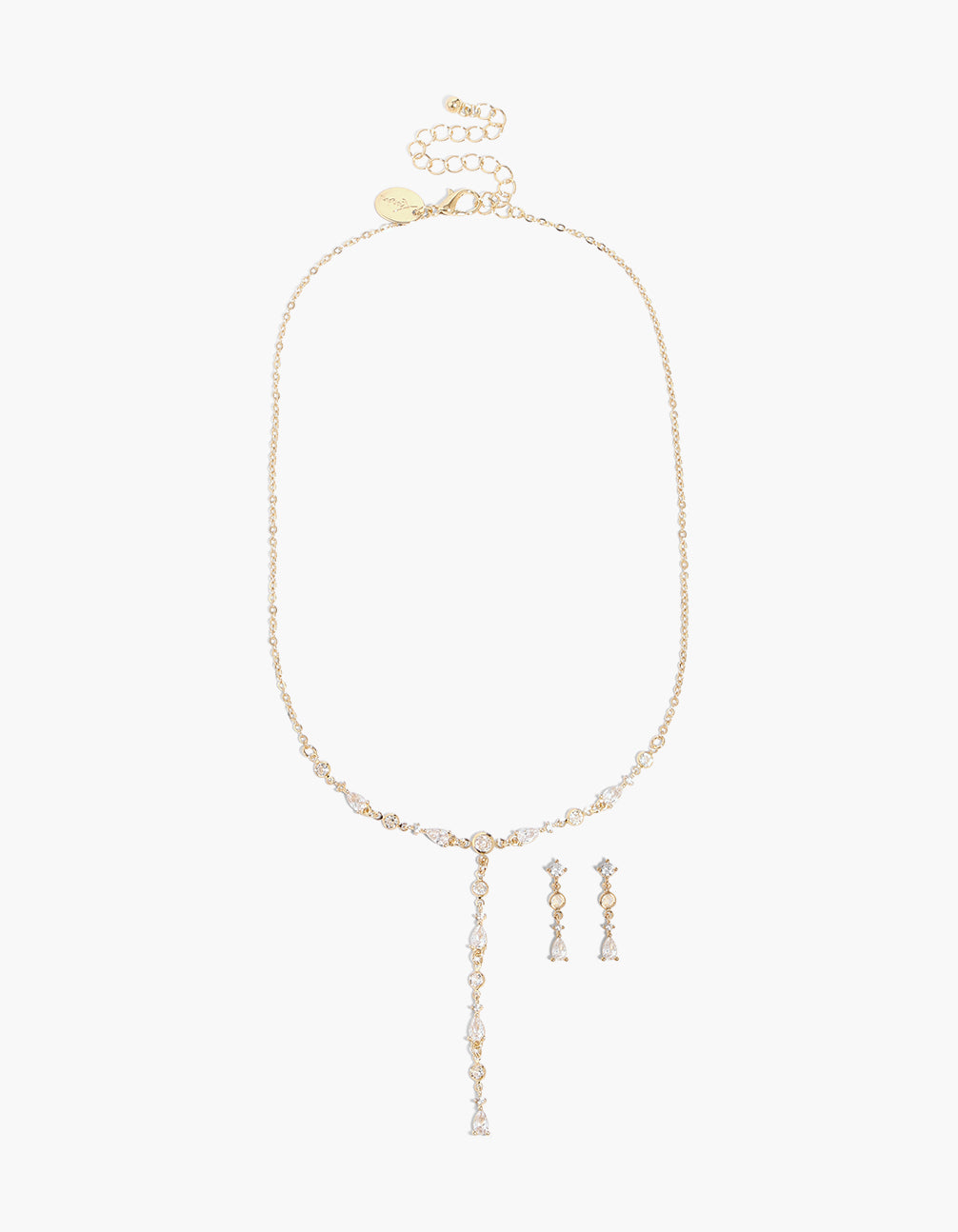 Gold Plated Multi-Shaped Y-Necklace & Earrings Set
