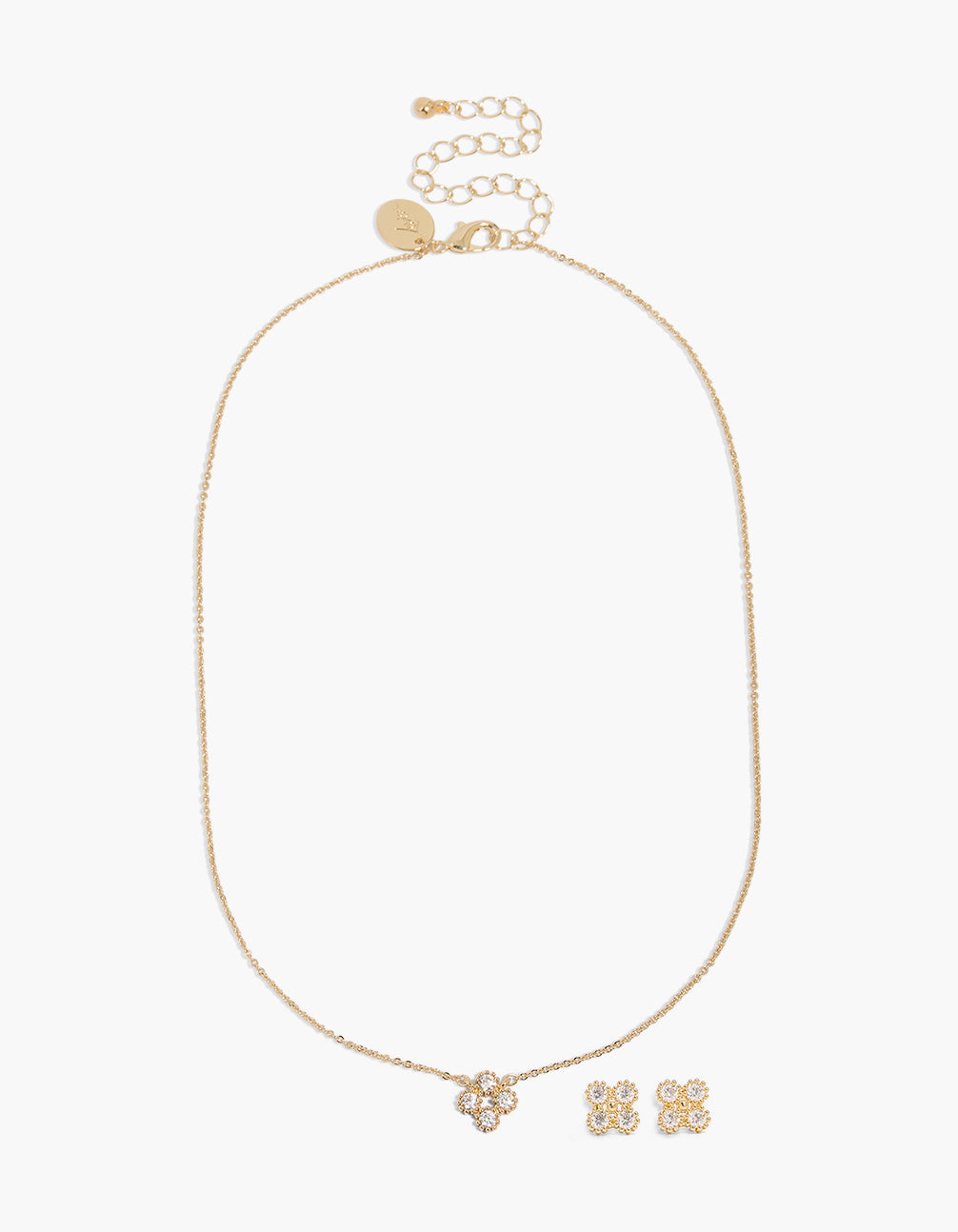 Gold PlsCubic Zirconia Flower Necklace & Earrings Pack