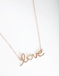 Rose Gold Diamante "Love" Necklace - link has visual effect only