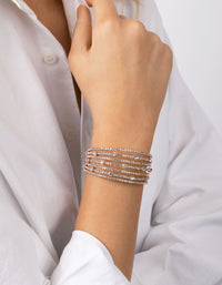 Rose Gold Diamante Multi Row Cuff Bracelet - link has visual effect only