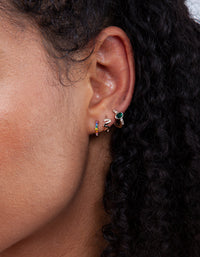 Gold Emerald Facet Huggie Earrings - link has visual effect only