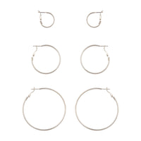 Rhodium Triple Hoop Earring Pack - link has visual effect only