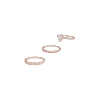 Rose Gold Cubic Zirconia 3 Band Ring Stack - link has visual effect only