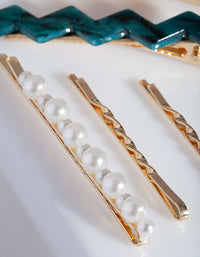 Mismatch Tort & Pearl Hair Clip 4-Pack - link has visual effect only