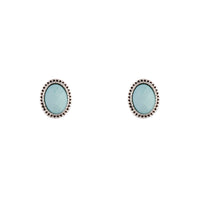 Antique Silver Blue Oval Stud Earrings - link has visual effect only