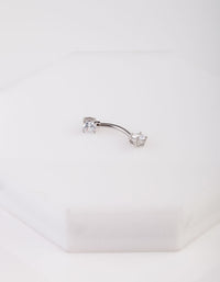 Silver Surgical Steel Crystal Belly Bar - link has visual effect only
