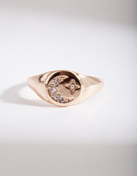 Gold Celestial Diamante Moon Ring - link has visual effect only