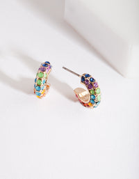 Rainbow Diamante Huggie Earrings - link has visual effect only