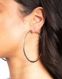 Silver Flat Edge 7cm Hoop Earrings - link has visual effect only