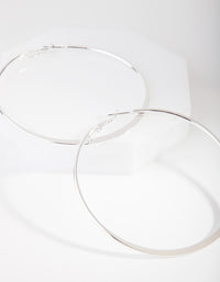 Silver Flat Edge 7cm Hoop Earrings - link has visual effect only