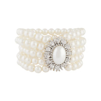Diamante Crowned Pearl Multi Strand Bracelet - link has visual effect only