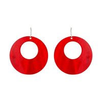 Red Round Polished Shell Earrings - link has visual effect only