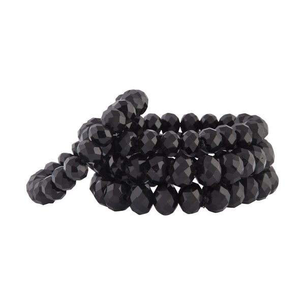 Black Faceted Bead Stretch Bracelet 4-Pack