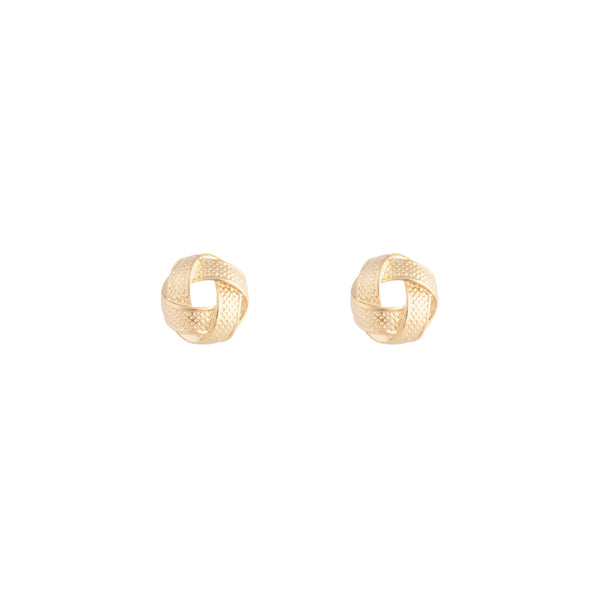 Gold Textured Knot Stud Earrings