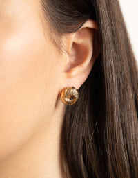Gold Textured Knot Stud Earrings - link has visual effect only