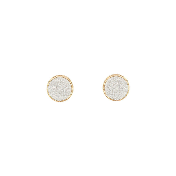 Silver Gold Glitter Inlay Disc Earrings