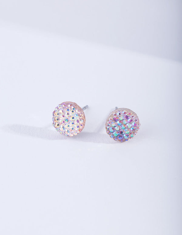 Round Pink Jelly Stud Earrings