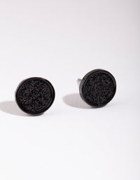 Mini Round Glitter Studs In Black - link has visual effect only