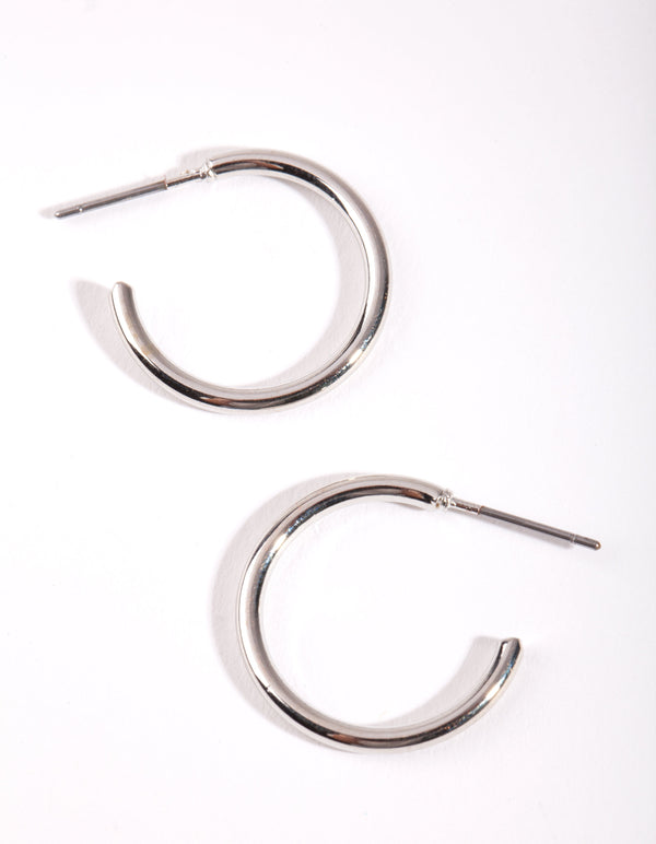Silver Small Plain Hoop Earrings