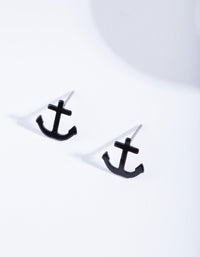 Black Anchor Stud Earrings - link has visual effect only