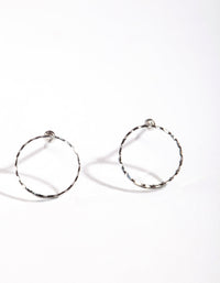 Rhodium Open Circle Stud Earrings - link has visual effect only