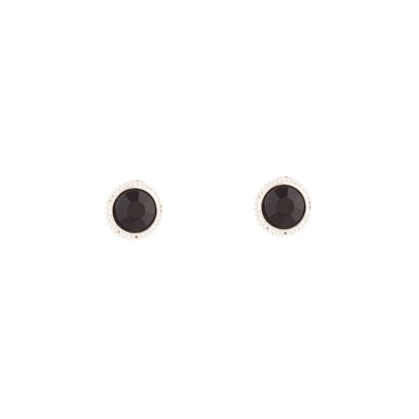Black Round Stud Earrings