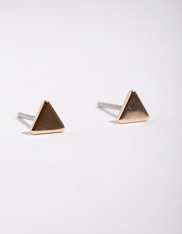 Gold Mini Triangle Stud Earrings