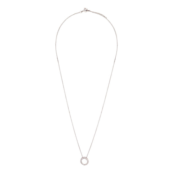 Sterling Silver Diamante Circle Pendant Necklace