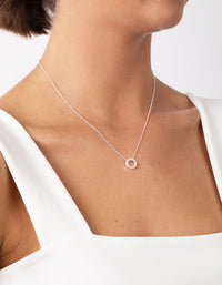 Sterling Silver Diamante Circle Pendant Necklace - link has visual effect only