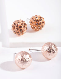 Rose Gold Multi Ball Stud Earring Pack - link has visual effect only