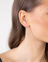 Silver Fine Chain Tassel Drop Earrings - link has visual effect only