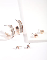 Rose Gold Glitter Hoop Earring Pack - link has visual effect only