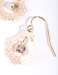 Gold Mini Ornate Drop Earrings - link has visual effect only
