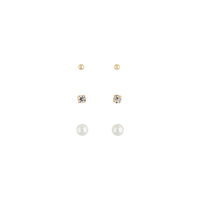 Gold Pearl Mini Diamante Earring Pack - link has visual effect only
