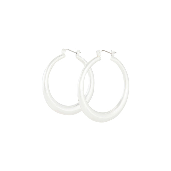 Silver Circular Tube Hoop Earrings