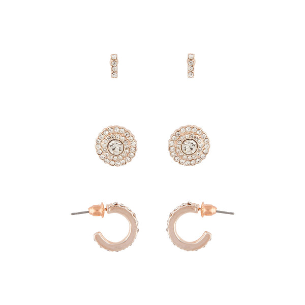 Rose Gold Detail Diamante Earring Pack