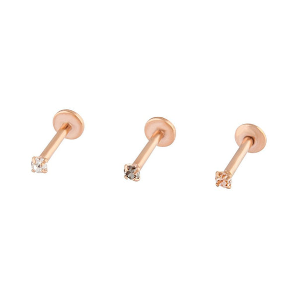 Surgical Steel Rose Gold Classic Flat Back Ear Pack
