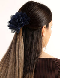 Navy Blue Mesh Flower Clip - link has visual effect only