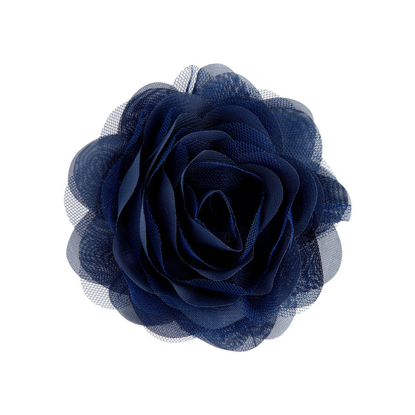 Navy Blue Mesh Flower Clip