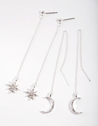 Silver Star Moon Drop Earring Pack - link has visual effect only