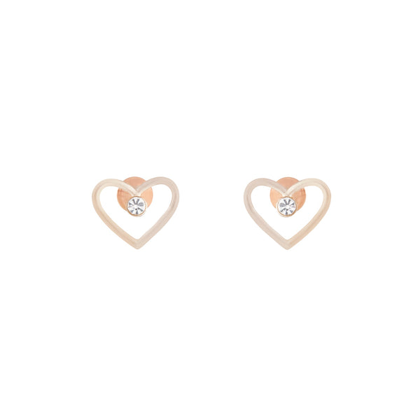 Rose Gold Diamante Cut-out Heart Earrings