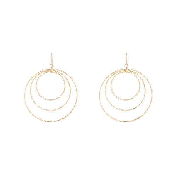 Gold Diamond Cut Circle Multi Drop Earrings