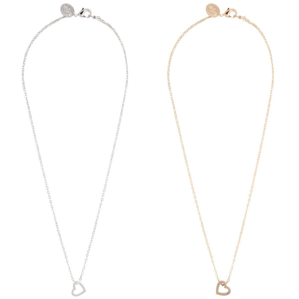 Tear & Share Gold Silver Cut-out Heart Necklace Pack