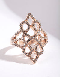 Rose Gold Geometric Diamante Ring - link has visual effect only