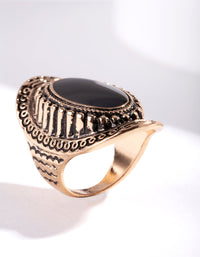 Antique Gold Oval Etched Border Ring - link has visual effect only