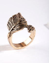 Antique Gold Large & Small Leaf Wrap Ring - link has visual effect only